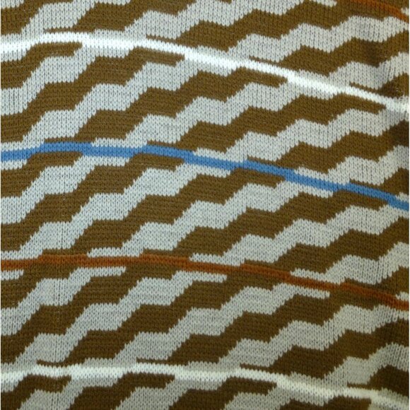 NWT VTG London Fog Mens XL Knit Sweater Brown Zigzag Pattern USA - Picture 10 of 13
